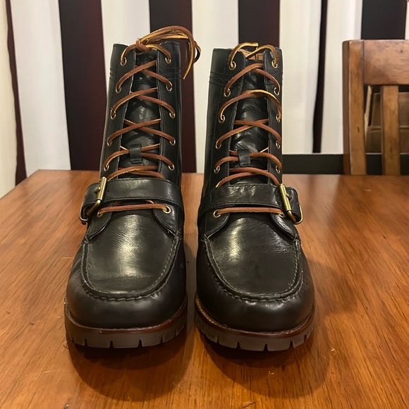 Polo Ralph Lauren Ranger moc toe monc strap boots new navy blue Mens Size 10.5 - Picture 6 of 16